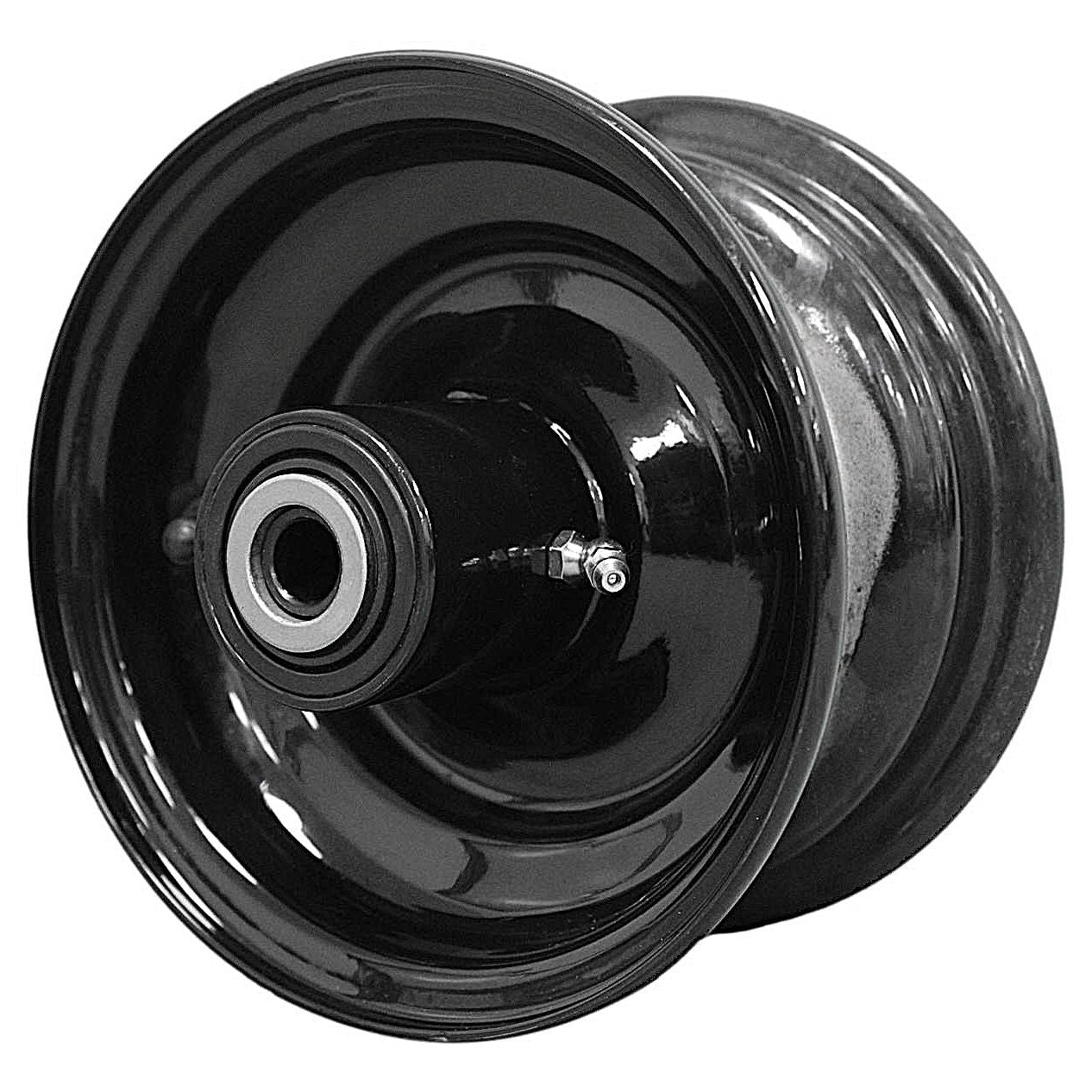 Antego 6x3.25 Glossy Black Hubbed Mower Wheel, 13x5.00-6 Tire Fit, Single Questions & Answers