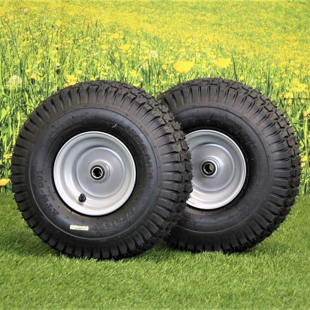 Antego Tire & Wheel (Set of 2) 15x6.00-6 Tire and Wheel Assemblies, ATW-001, 4 Ply Turf Tires, .75" Precision Ball Bearings, Poulan/Husqvarna Mower Front Tires, and Honda Lawn Mower Tires 15x6.00-6 Questions & Answers