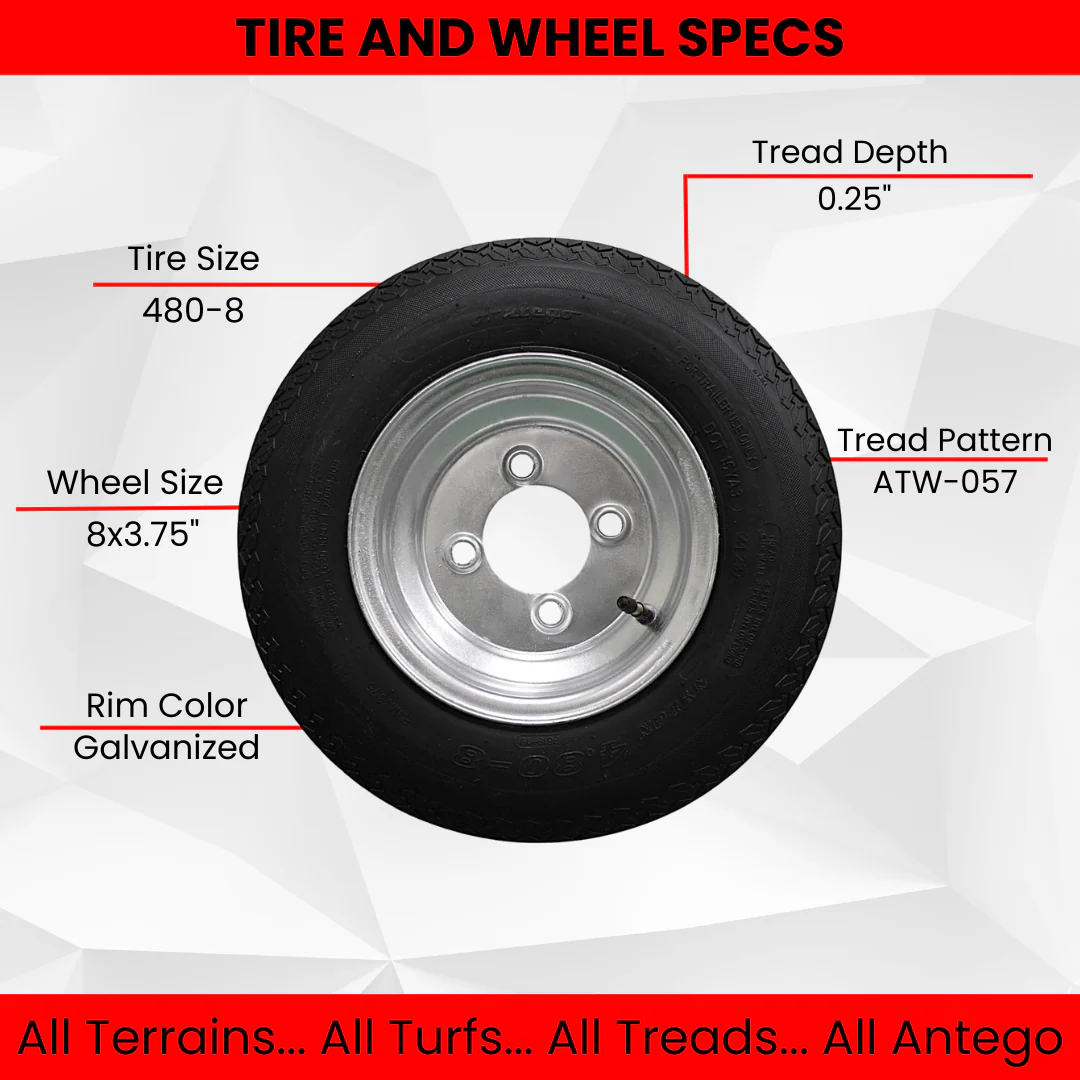 What type of lug nut is suitable for the 2-Pack Antego Trailer Tire On Rim 480-8 4.80-8 Load C 4 Lug Galvanized Wheel?