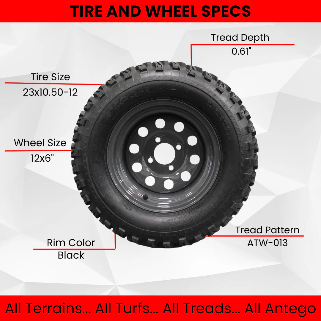 (Set of 4) 23x10.50-12 4 Ply Golf/ATVUTV/RTV Tires & Charcoal Grey Wheels ATW-013 Questions & Answers