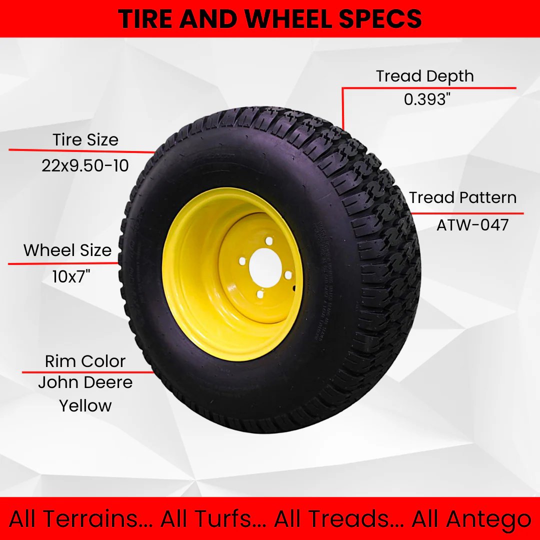 22x9.50-10 Turf Tire and 10x7 Wheel Assembly for Lawn & Garden Mower (Set of 2) Questions & Answers