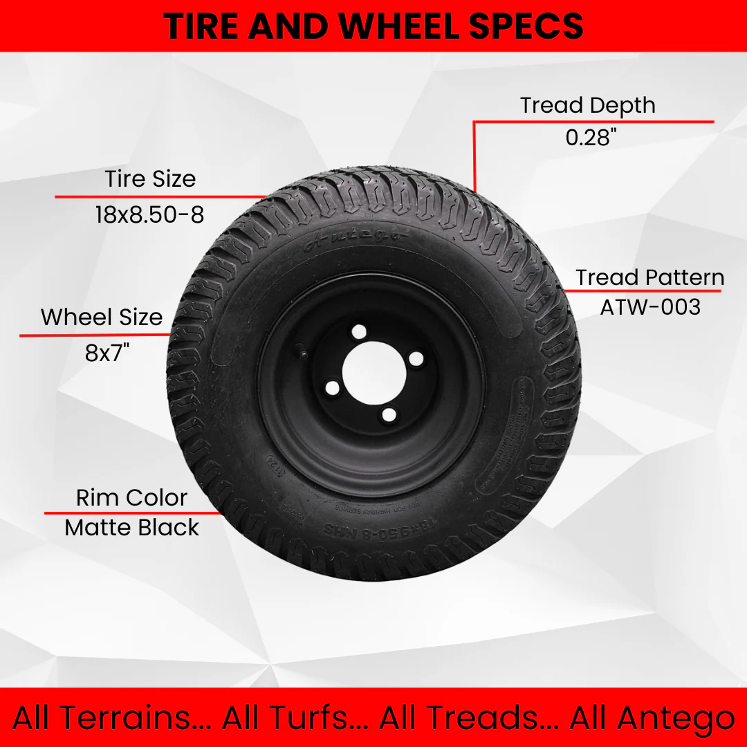 (Set of 4) Matte Black Wheels with 18x9.50-8 4 Ply Turf Tires for Golf and Lawn and Garden Equipment Questions & Answers
