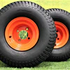 How are mower wheels measured?