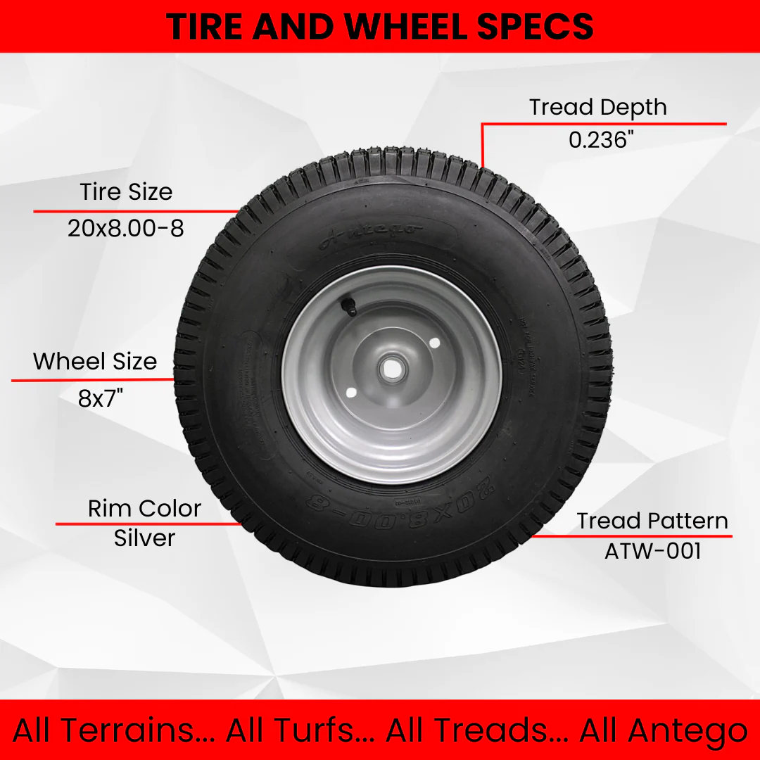 20x8.00-8 Tires with 8x7 Wheels 4 Ply for Lawn & Garden Mower Turf Tires (Set of 2) Husqvarna and Craftsman Questions & Answers