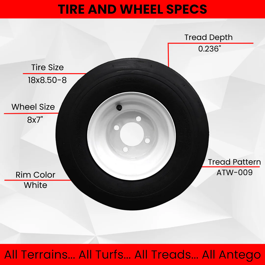 18x8.50-8 with 8x7 White Assembly for Golf Cart and Lawn Mower (Set of 2)… Questions & Answers