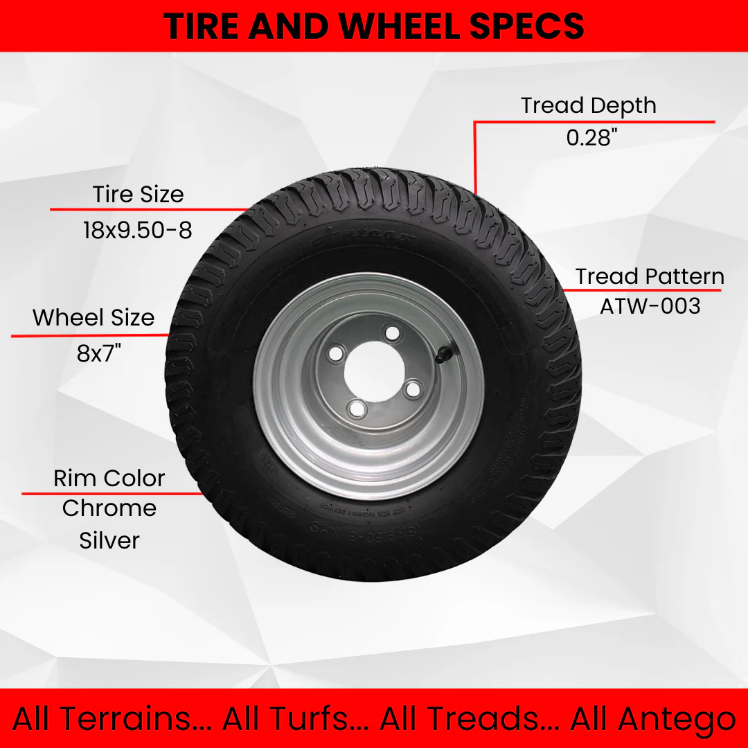 18x9.50-8 Tire and Wheel Assemblies Compatible with Hustler, Husqvarna, and Golf Carts (Set of 2) Questions & Answers